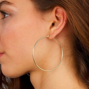 Gold hoop earrings Oversized wide Stainless steel casual lightweight 💖2/$30‎